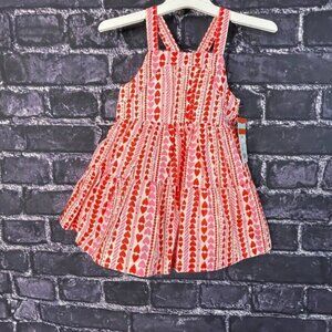 Cat & Jack 12M 12 Month Girls' Hearts Tank Valentine's Day Dress Red White Pink